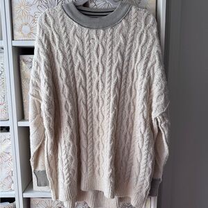 Free People Cozy Cream Cable Knit Sweater